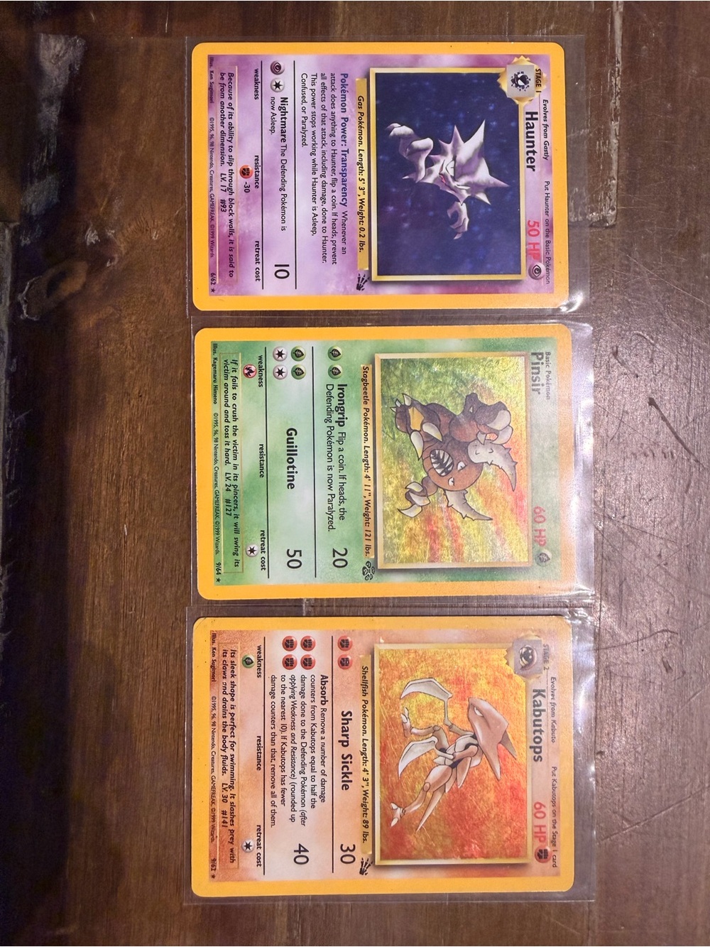 Vintage Holo Pokémon Card Lot — Haunter, Pinsir, Kabutops